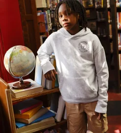 Hættetrøjer|Abercrombie & Fitch Hættetrøje - Lysegråmeleret m. Print