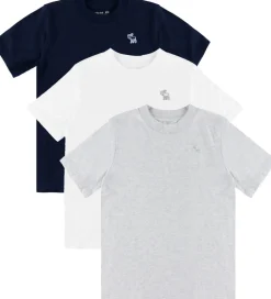 T-Shirts|Abercrombie & Fitch T-shirts - 3-pak - Navy Blazer/Hvid/Gråmeler