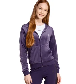 Cardigans|adidas Originals Cardigan - Velour - Aurora Plum/Hvid