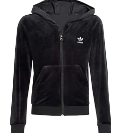 Cardigans|adidas Originals Hættetrøje - VELOUR Z HOODIE - Sort/Hvid
