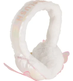 Huer Og Hatte|Billieblush Ørevarmere - Imiteret Pels - Hvid m. Sommerfugle