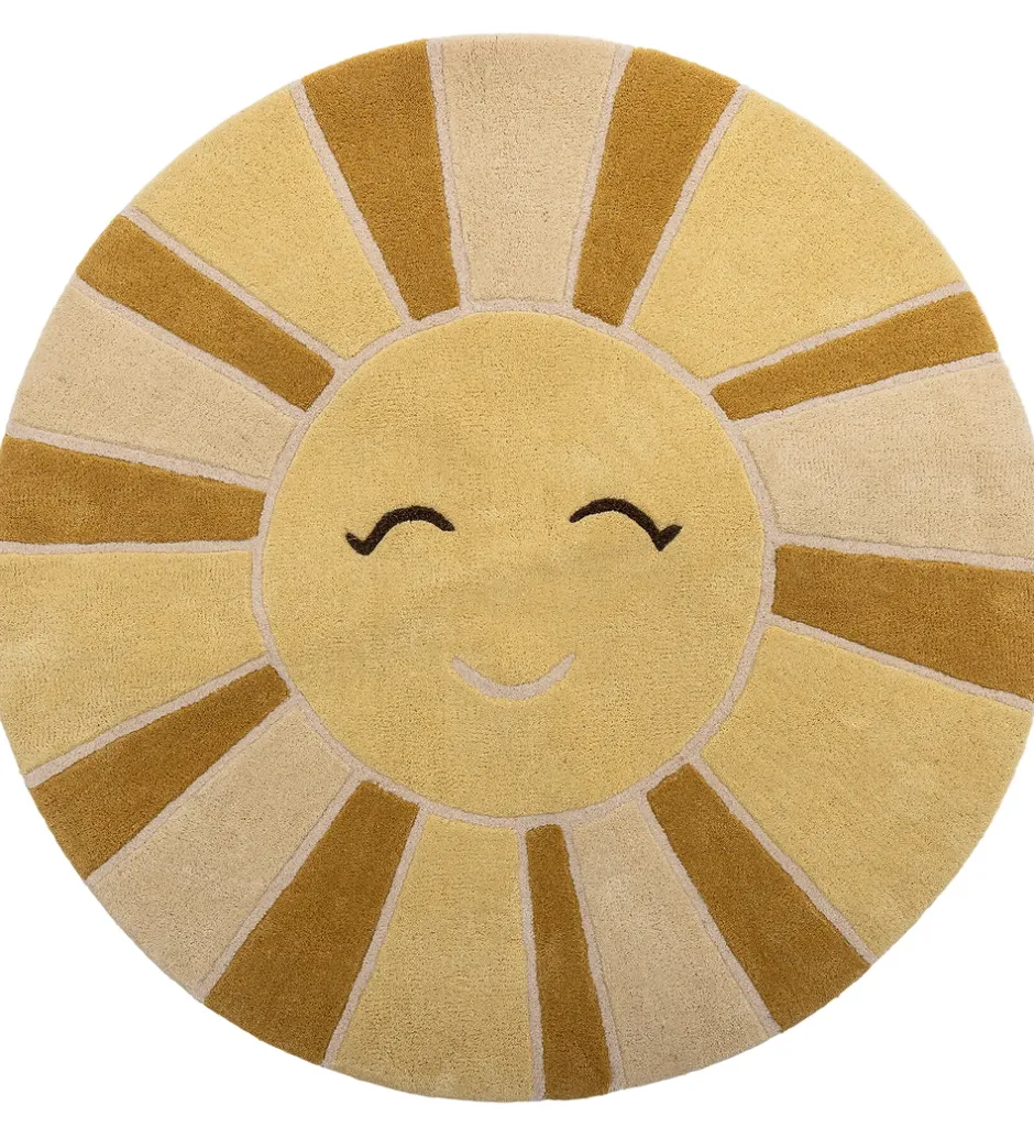 Uld|Bloomingville Gulvtæppe - 110 cm - Sun - Uld - Gul