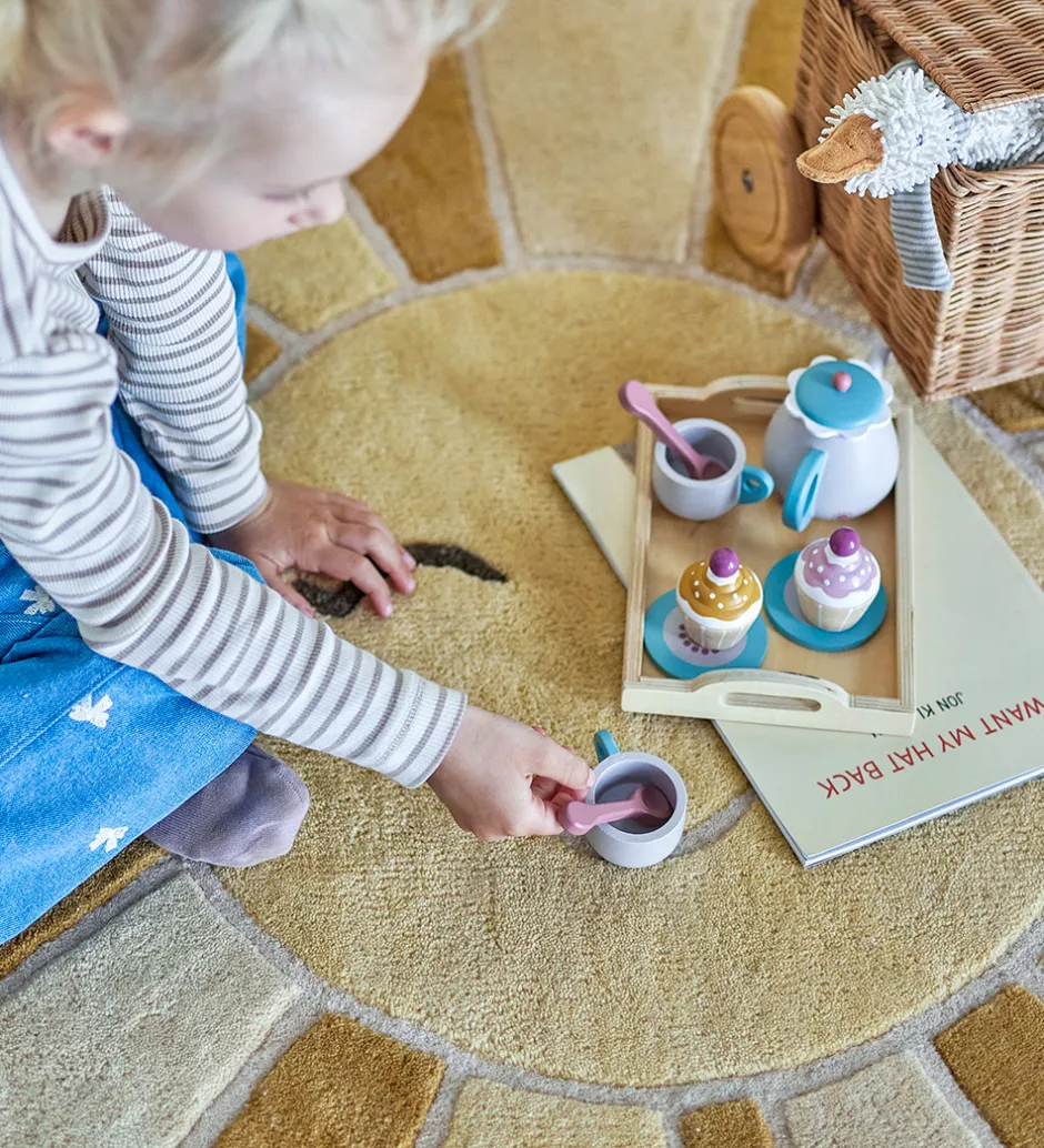 Uld|Bloomingville Gulvtæppe - 110 cm - Sun - Uld - Gul