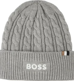 Huer Og Hatte|BOSS Hue - Strik - gråmeleret