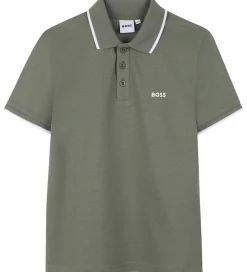 T-Shirts|BOSS Polo - Støvet Grøn m. Hvid