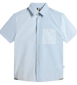 Konfirmationstøj|BOSS Skjorte - Hvid/Lyseblåstribet m. Navy