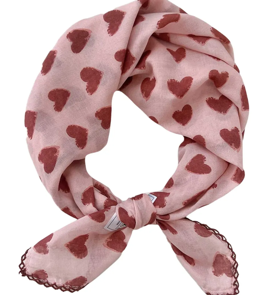 Tørklæder|By Stær By Srær Tørklæde - Iduna - Rosa/Rød Hjerter