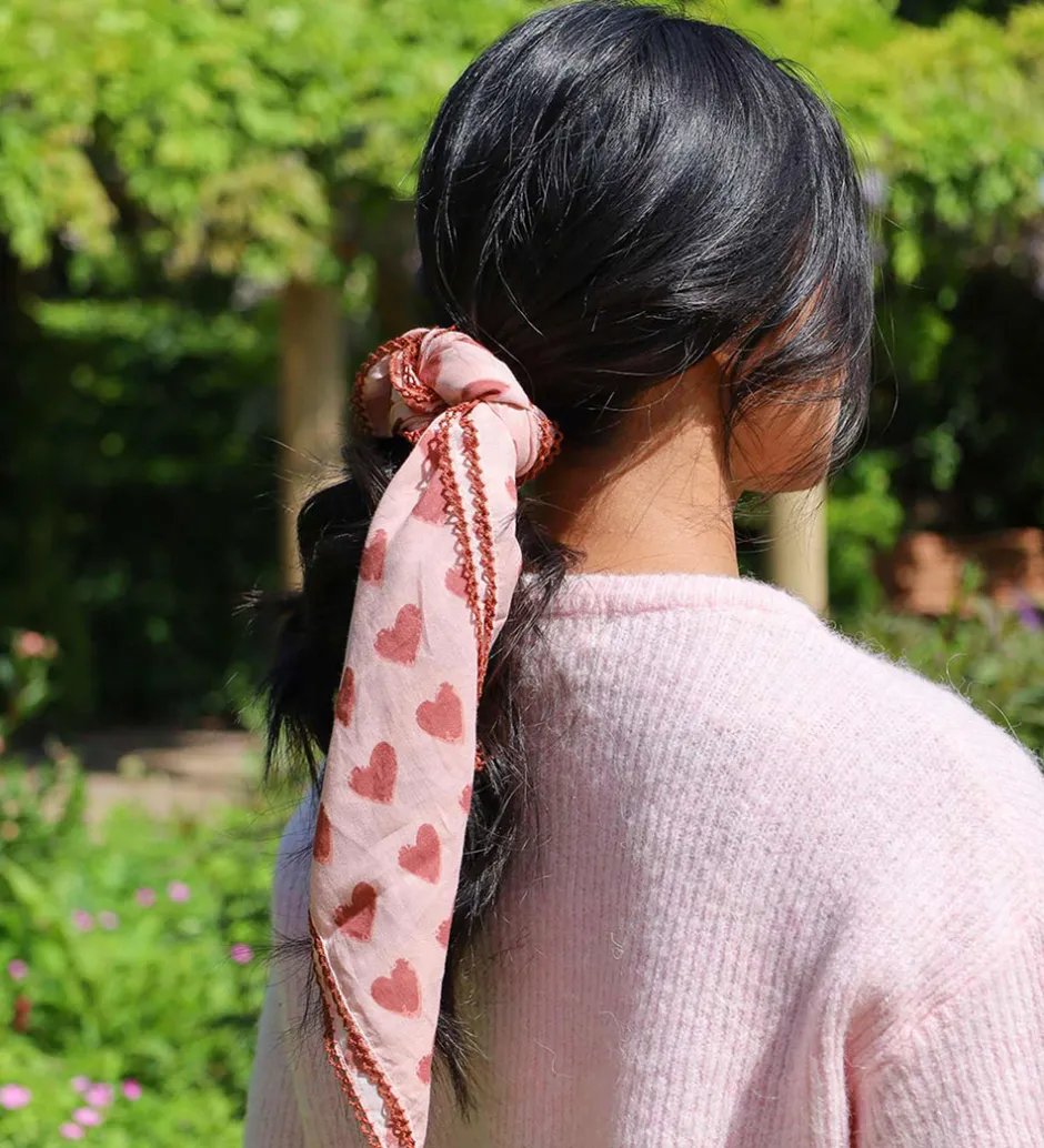 Tørklæder|By Stær By Srær Tørklæde - Iduna - Rosa/Rød Hjerter