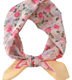 Tørklæder|By Stær Tørklæde - Lilo - 57x58 cm - Gul/Rosa Blomster