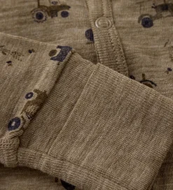 Heldragter|CeLaVi CaLaVi Heldragt - Uld - Cocoa Creme m. Traktorer