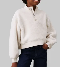 Fleece|Calvin Klein Fleecetrøje - Sherpa Fleece Zip Up - Ivory