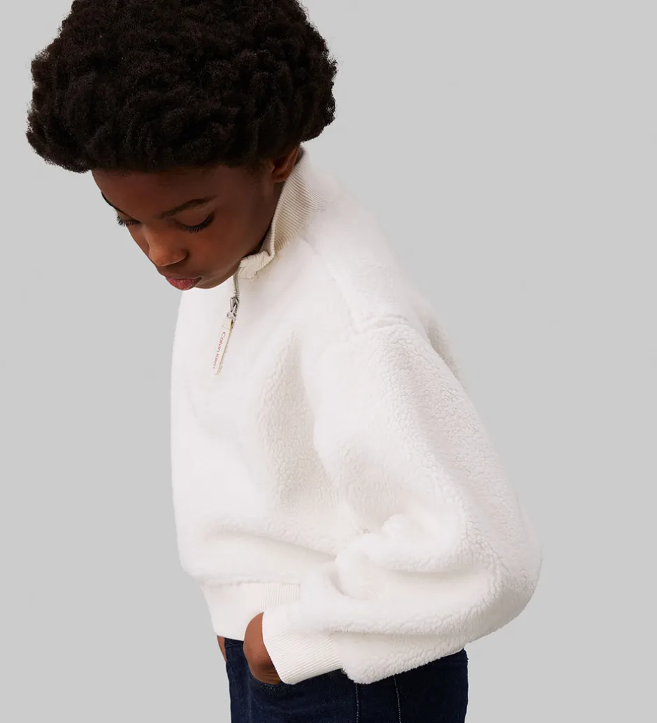 Fleece|Calvin Klein Fleecetrøje - Sherpa Fleece Zip Up - Ivory