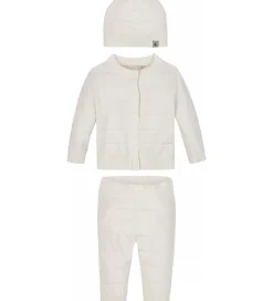 Striktrøjer|Calvin Klein Sæt - Cardigan/Bukser/Hat - Rib Strik - Ivory