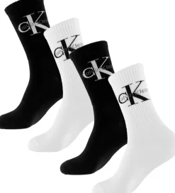 Strømper|Basis|Calvin Klein Strømper - 4-pak - Sort/Hvid m. Logo