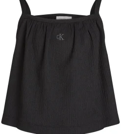Toppe|Calvin Klein Top - Rib - Crinkle Strap - Ck Black