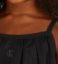 Toppe|Calvin Klein Top - Rib - Crinkle Strap - Ck Black