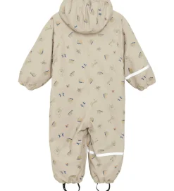 Regntøj|CeLaVi Regndragt m. Fleece - PU - White Pepper m. Print