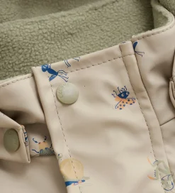 Regntøj|CeLaVi Regndragt m. Fleece - PU - White Pepper m. Print