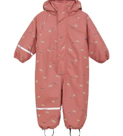 Regntøj|CeLaVi Regndragt m. Fleece - PU - Brick Dust m. Print