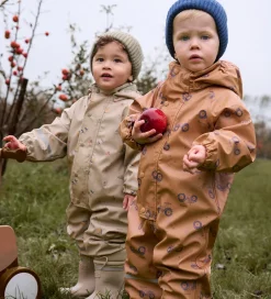 Regntøj|CeLaVi Regndragt m. Fleece - PU - Apple Cinnamon m. Print