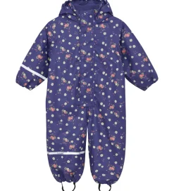 Regntøj|CeLaVi Regndragt m. Fleece - PU - Skipper Blue m. Print