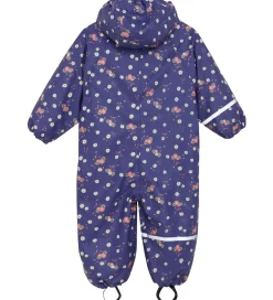 Regntøj|CeLaVi Regndragt m. Fleece - PU - Skipper Blue m. Print