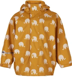 Regntøj|CeLaVi Regntøj - PU - Mineral Yellow m. Elefanter