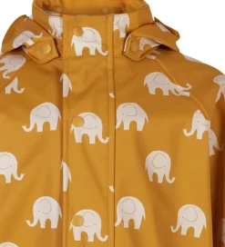 Regntøj|CeLaVi Regntøj - PU - Mineral Yellow m. Elefanter