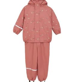 Regntøj|CeLaVi Regntøj m. Seler/Fleece - Recycle PU - Brick Dust m. Prin