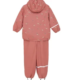 Regntøj|CeLaVi Regntøj m. Seler/Fleece - Recycle PU - Brick Dust m. Prin