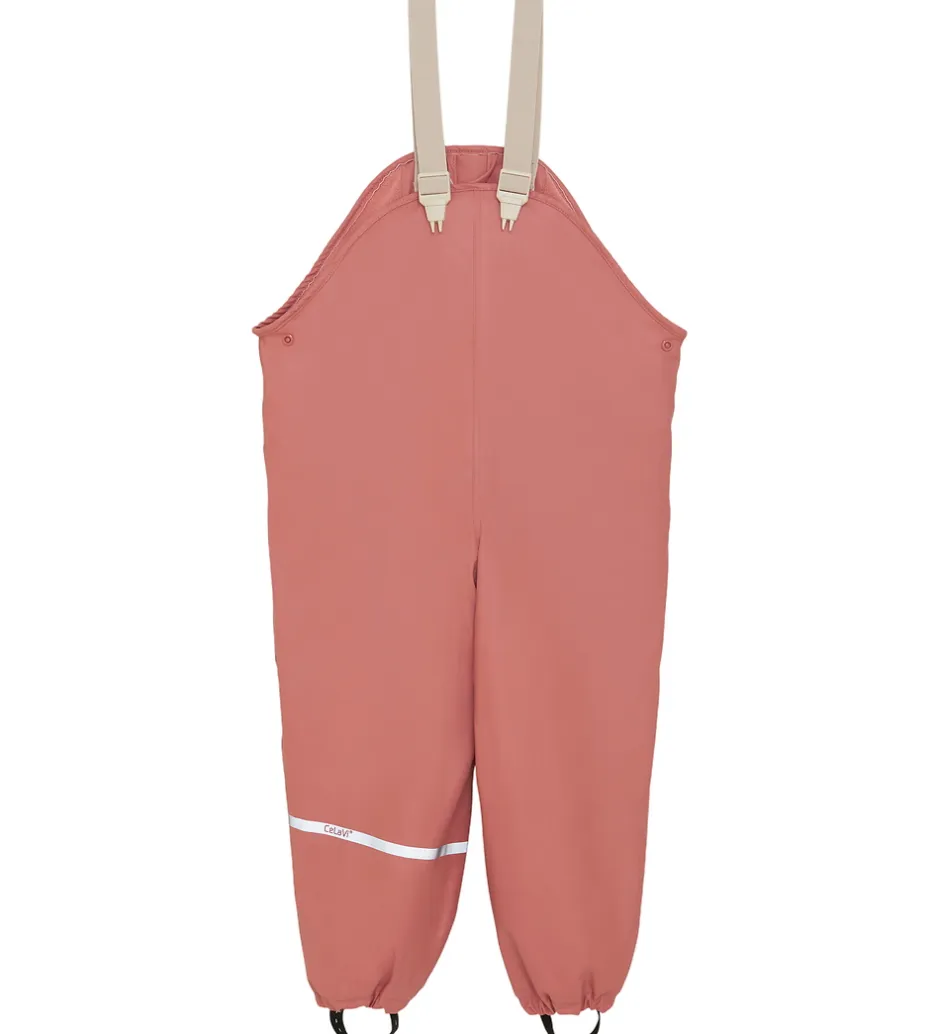 Regntøj|CeLaVi Regntøj m. Seler/Fleece - Recycle PU - Brick Dust m. Prin