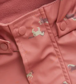 Regntøj|CeLaVi Regntøj m. Seler/Fleece - Recycle PU - Brick Dust m. Prin