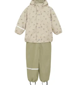 Regntøj|CeLaVi Regntøj m. Seler/Fleece - Recycle PU - White Pepper m. Pr