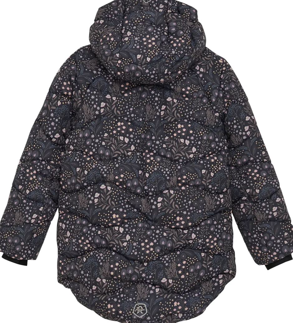 Overgangsjakker|Dunjakker Og Dynejakker|Color Kids Dynejakke - Quilt - Phantom m. Blomster