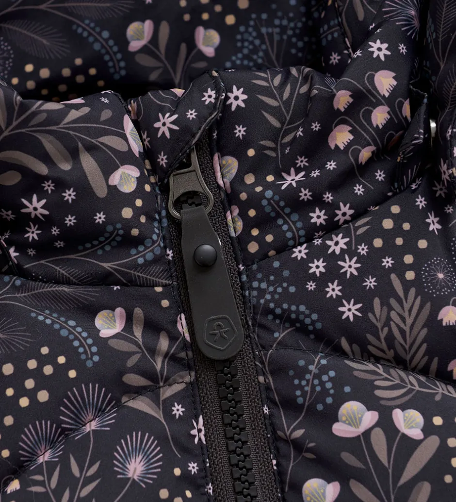 Overgangsjakker|Dunjakker Og Dynejakker|Color Kids Dynejakke - Quilt - Phantom m. Blomster