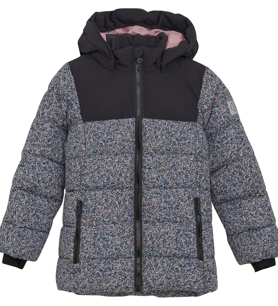 Overgangsjakker|Dunjakker Og Dynejakker|Color Kids Dynejakke - Quilt - Phantom m. Blomster