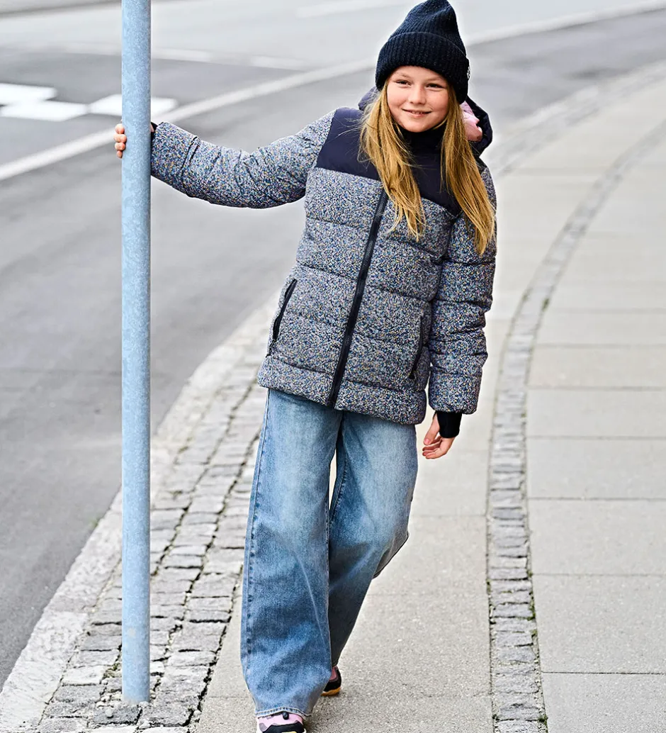 Overgangsjakker|Dunjakker Og Dynejakker|Color Kids Dynejakke - Quilt - Phantom m. Blomster