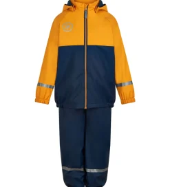 Regntøj|Color Kids Regntøj m. Seler/Fleece - PU - Cadmium Yellow/Navy