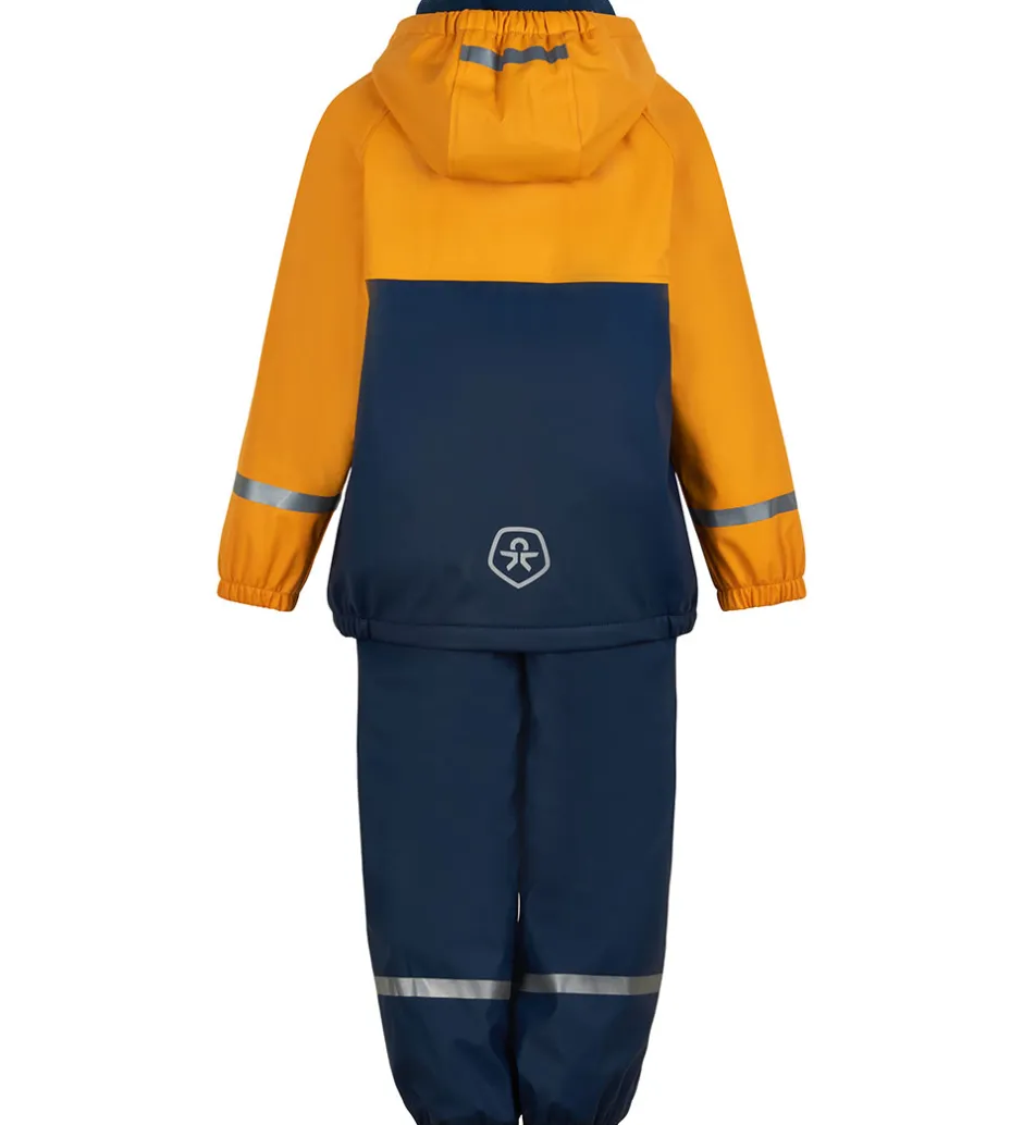 Regntøj|Color Kids Regntøj m. Seler/Fleece - PU - Cadmium Yellow/Navy
