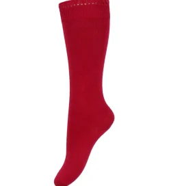 Strømper|Basis|Condor Knæstrømper m. Blondekant - Red Velvet