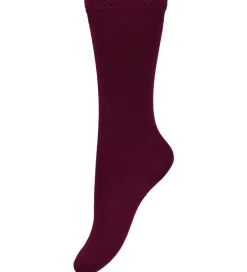 Strømper|Basis|Condor Knæstrømper m. Blondekant - Syrah