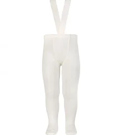 Strømpebukser|Condor Strømpebukser m. Seler - Rib - Hvid