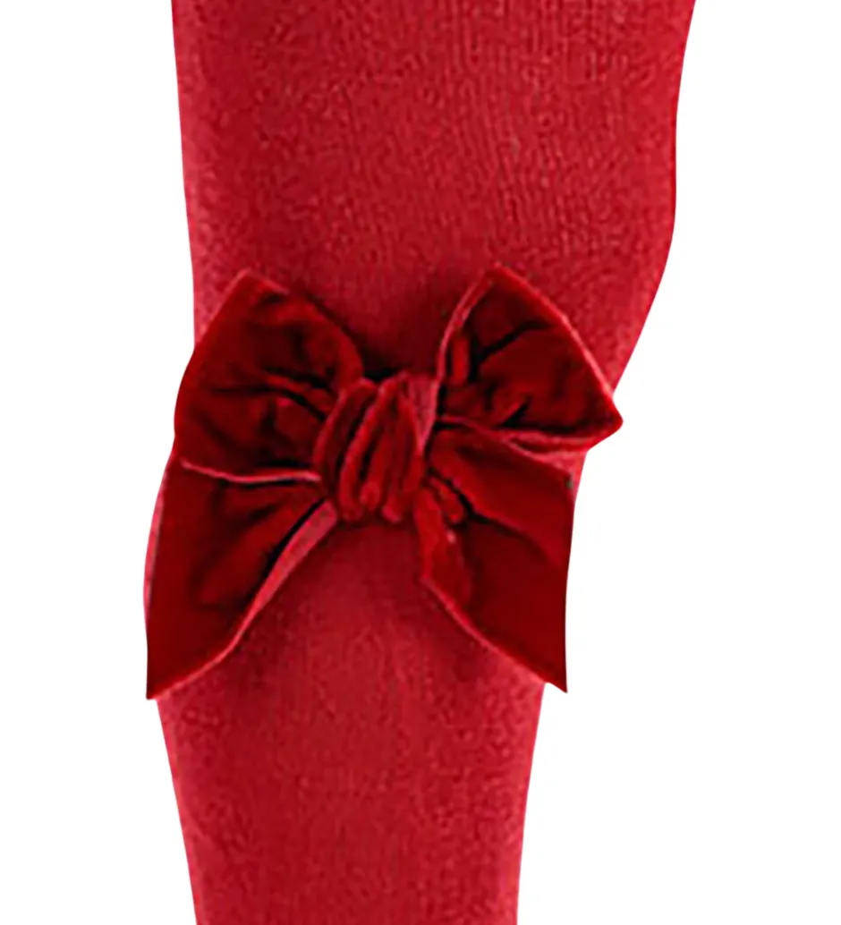 Strømpebukser|Condor Strømpebukser m. Veloursløjfe - Red Velvet