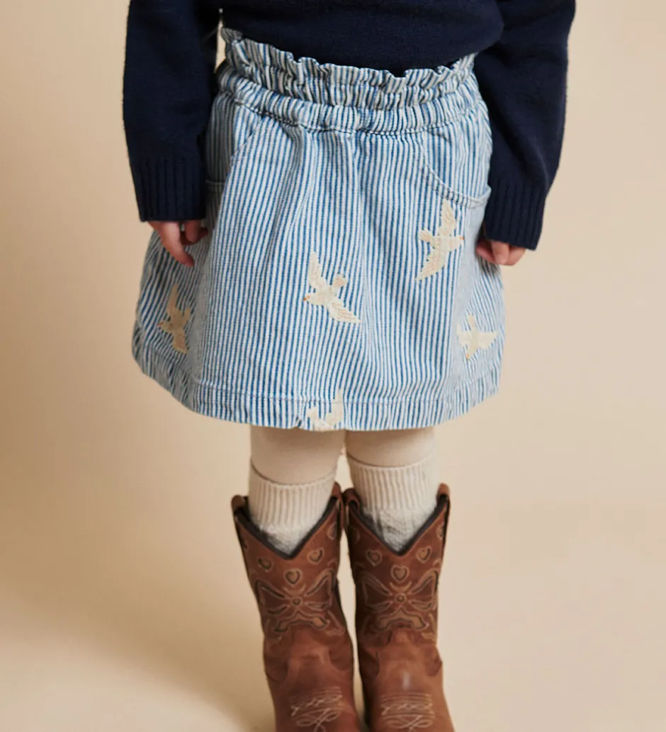 Nederdele|Copenhagen Colors Nederdel - Denim Blue Stripe