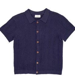 Skjorter|Copenhagen Colors Skjorte k/æ - Strik - Navy