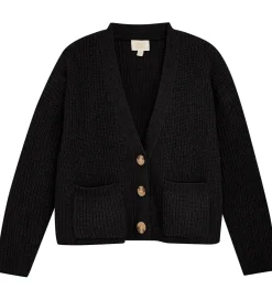 Cardigans|Striktrøjer|Creamie Cardigan - Strik - Sort