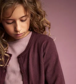 Cardigans|Striktrøjer|Creamie Cardigan - Viskose/Nylon - Pointelle - Vineyard Wine