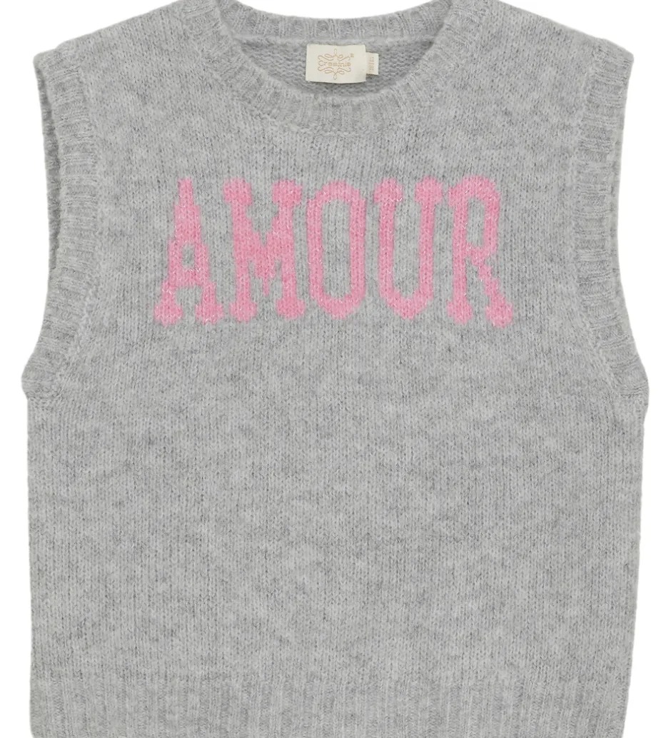 Veste|Creamie Vest - Strik - Slipover - Light Grey Melange