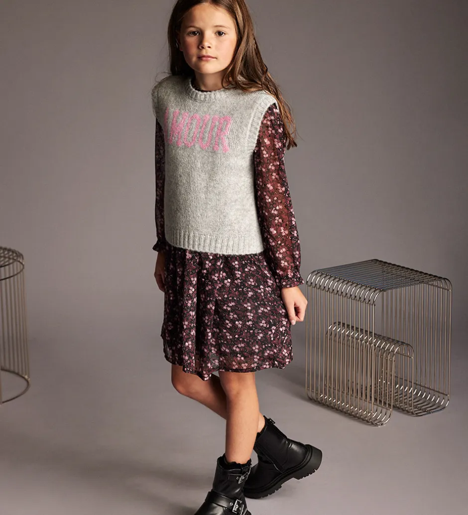 Veste|Creamie Vest - Strik - Slipover - Light Grey Melange