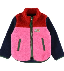 Fleece|Danefæ Fleecejakke - Danebaever - Red/Navy/Spicy Pink